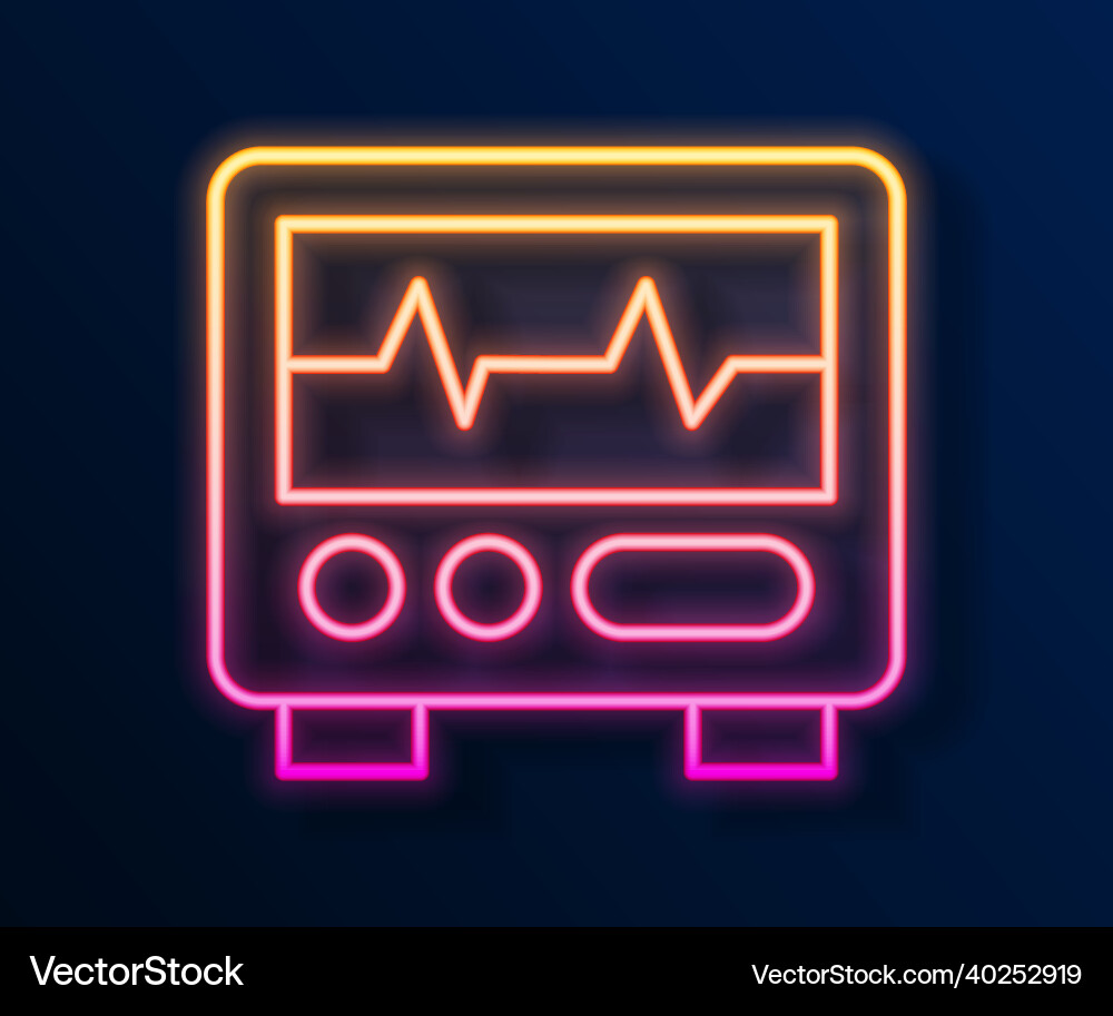 Glowing neon line computer monitor with cardiogram Glowing neon line computer monitor with cardiogram vector image