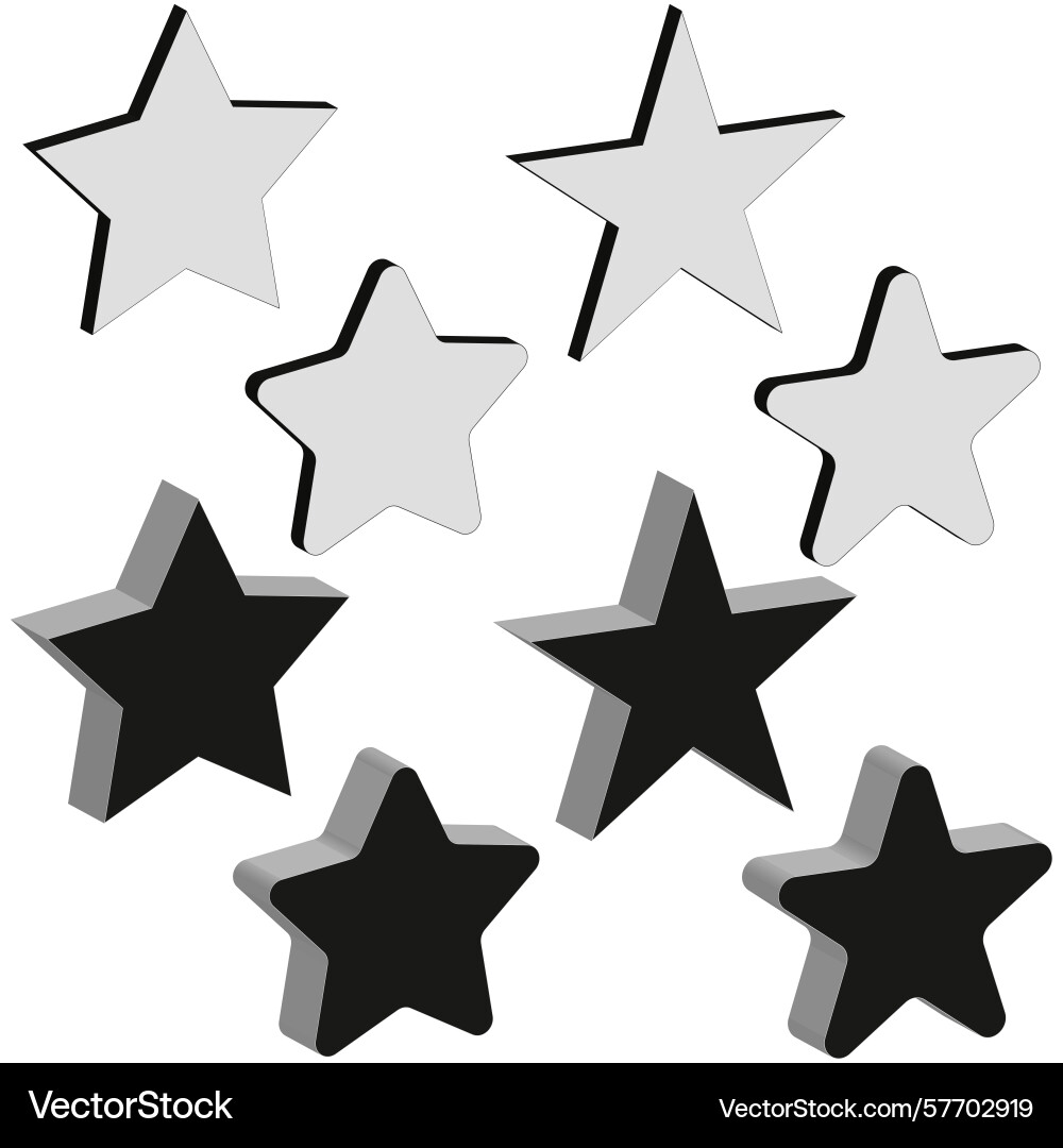 Gradient star icons monochrome shade shapes Gradient star icons monochrome shade shapes vector image