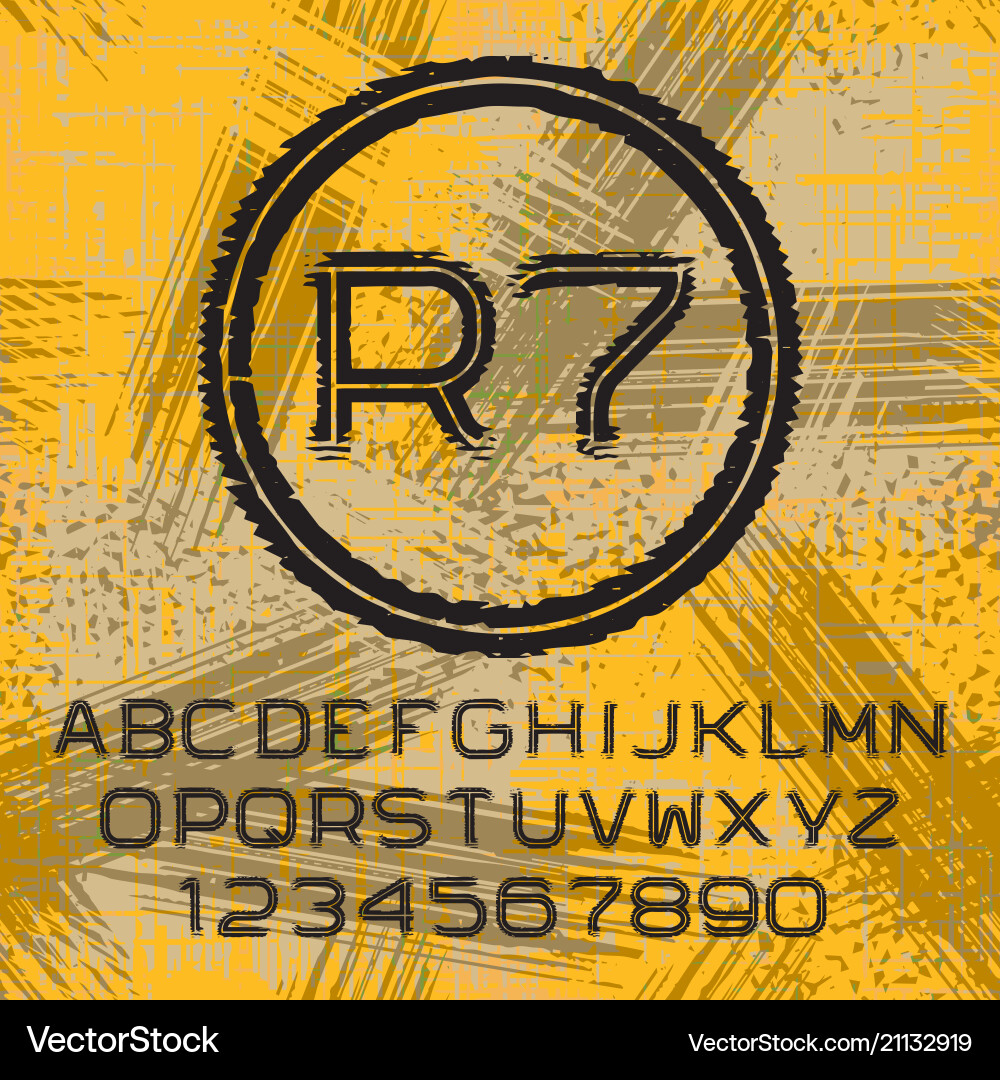 Grunge letters and numbers with initials monogram Grunge letters and numbers with initials monogram vector image