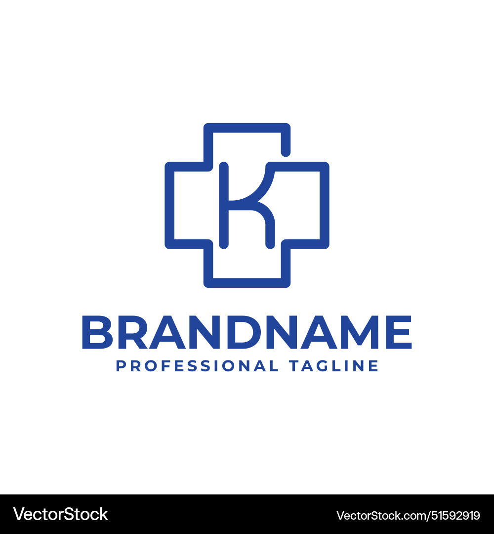 Letter k medical cross lowercase logo suitable Vector Image
