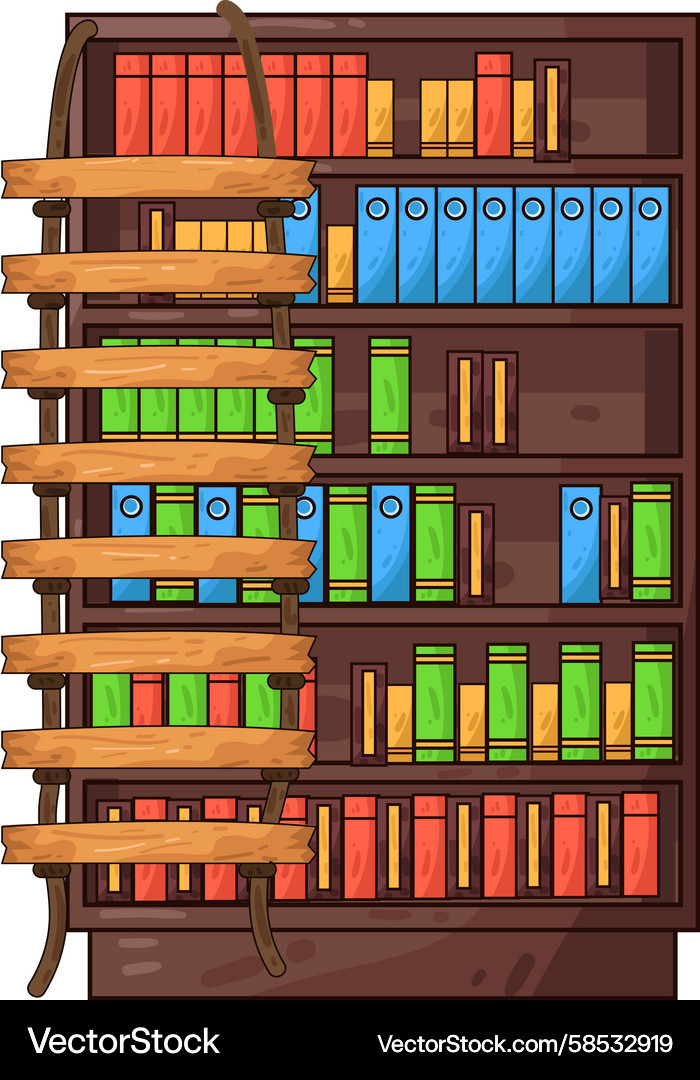 Library Ladder Shelf Access Vector Image