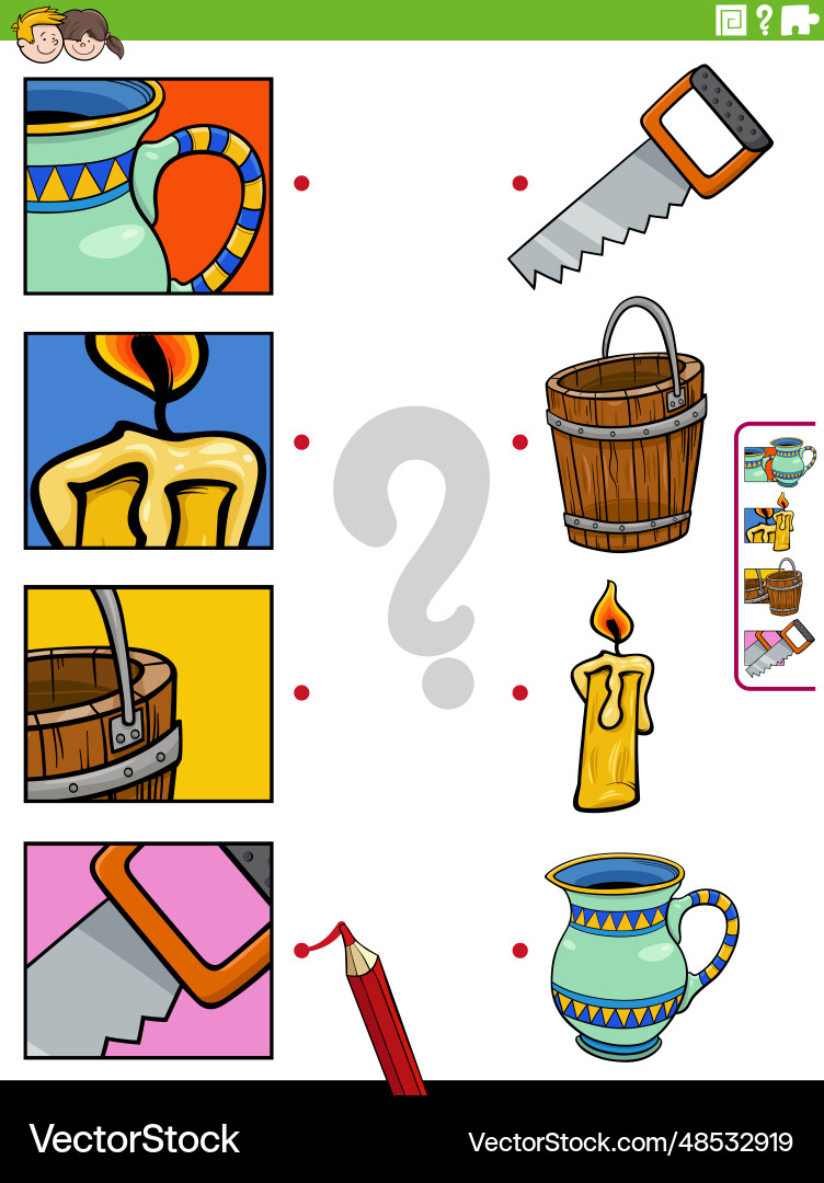 Match objects and clippings educational game Match objects and clippings educational game vector image