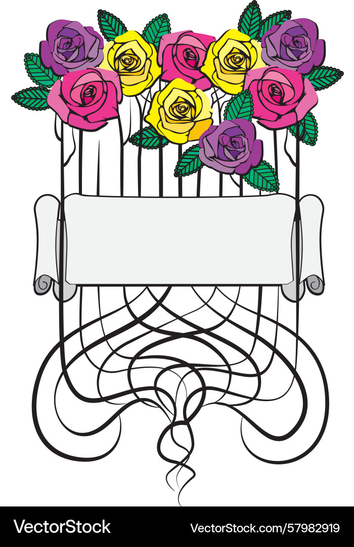Roses border frame with text box Roses border frame with text box Vector Image