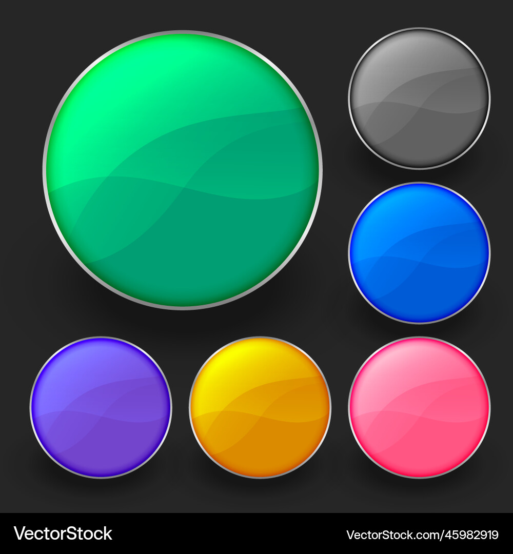 Six shiny empty circular buttons pack design vector image