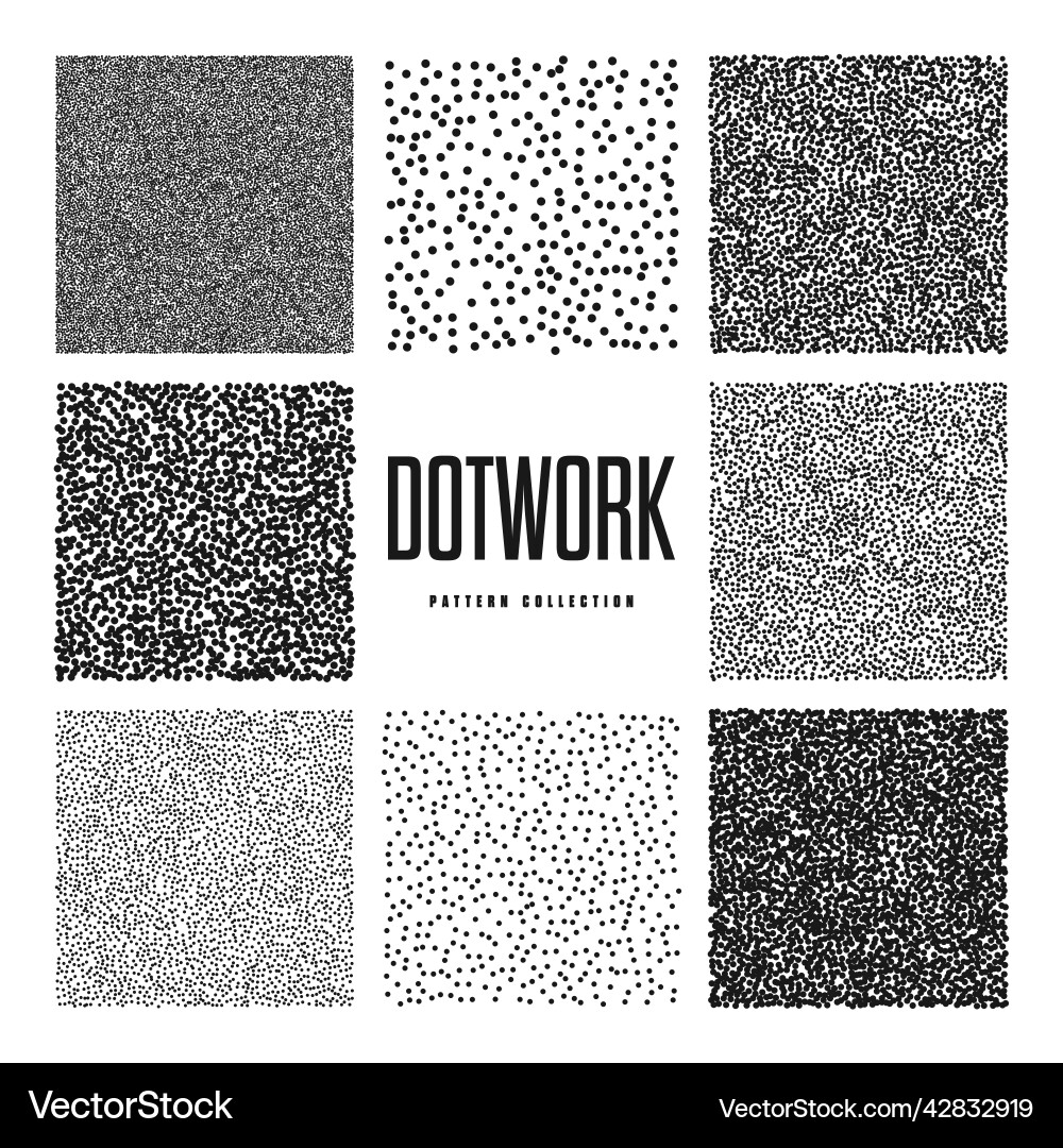 Square shaped dotted objects stipple elements Square shaped dotted objects stipple elements vector image
