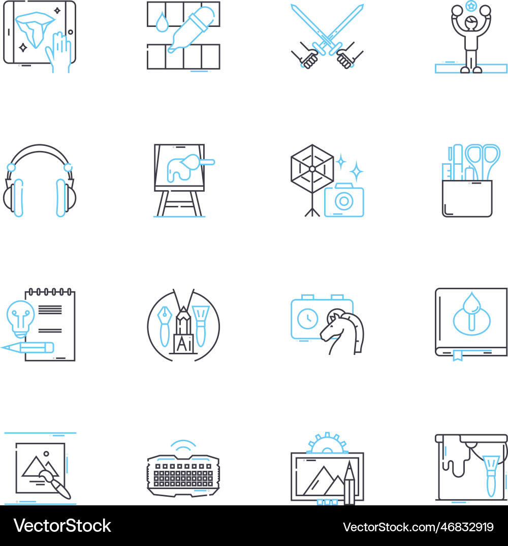 Visual design linear icons set aesthetics Visual design linear icons set aesthetics vector image