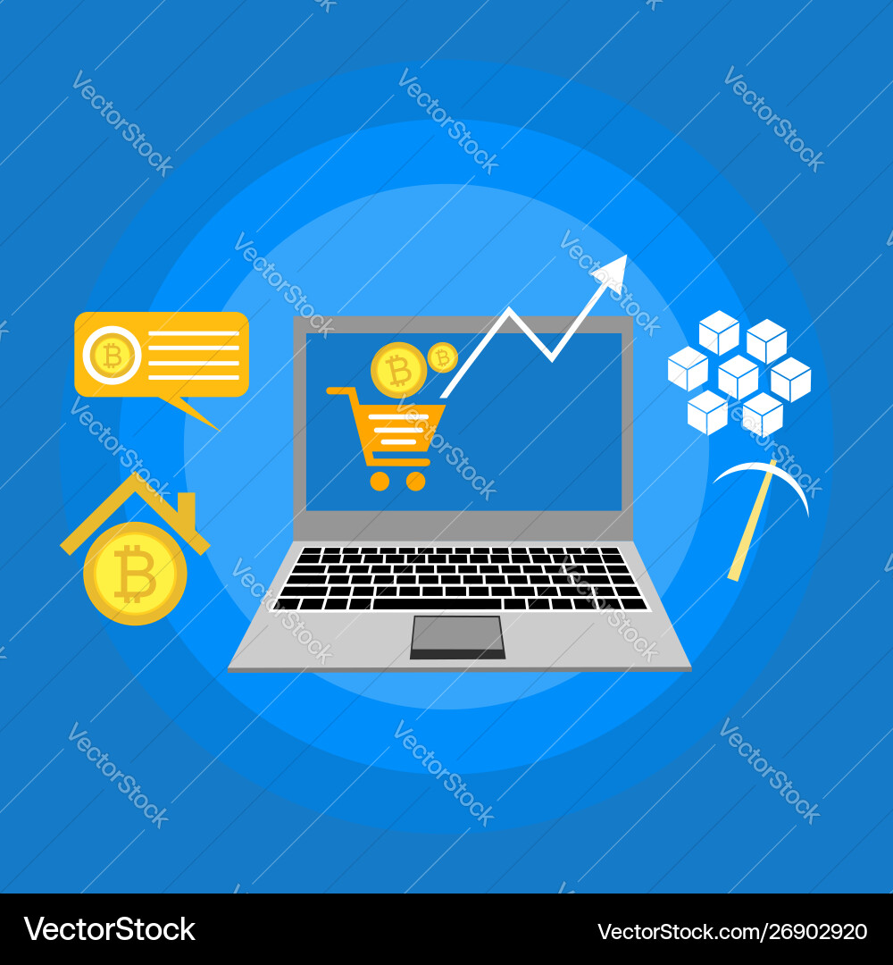 Blockchain scheme mining crypto currency server Blockchain scheme mining crypto currency server vector image