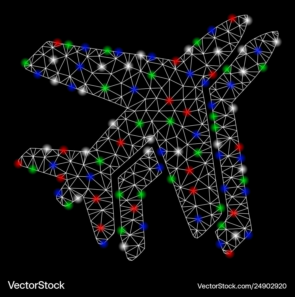 Bright mesh network airlines with flash spots Vector Image