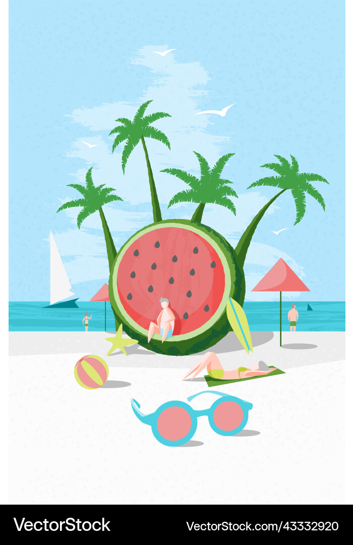 Cartoon color characters people and beach holidays Cartoon color characters people and beach holidays vector image