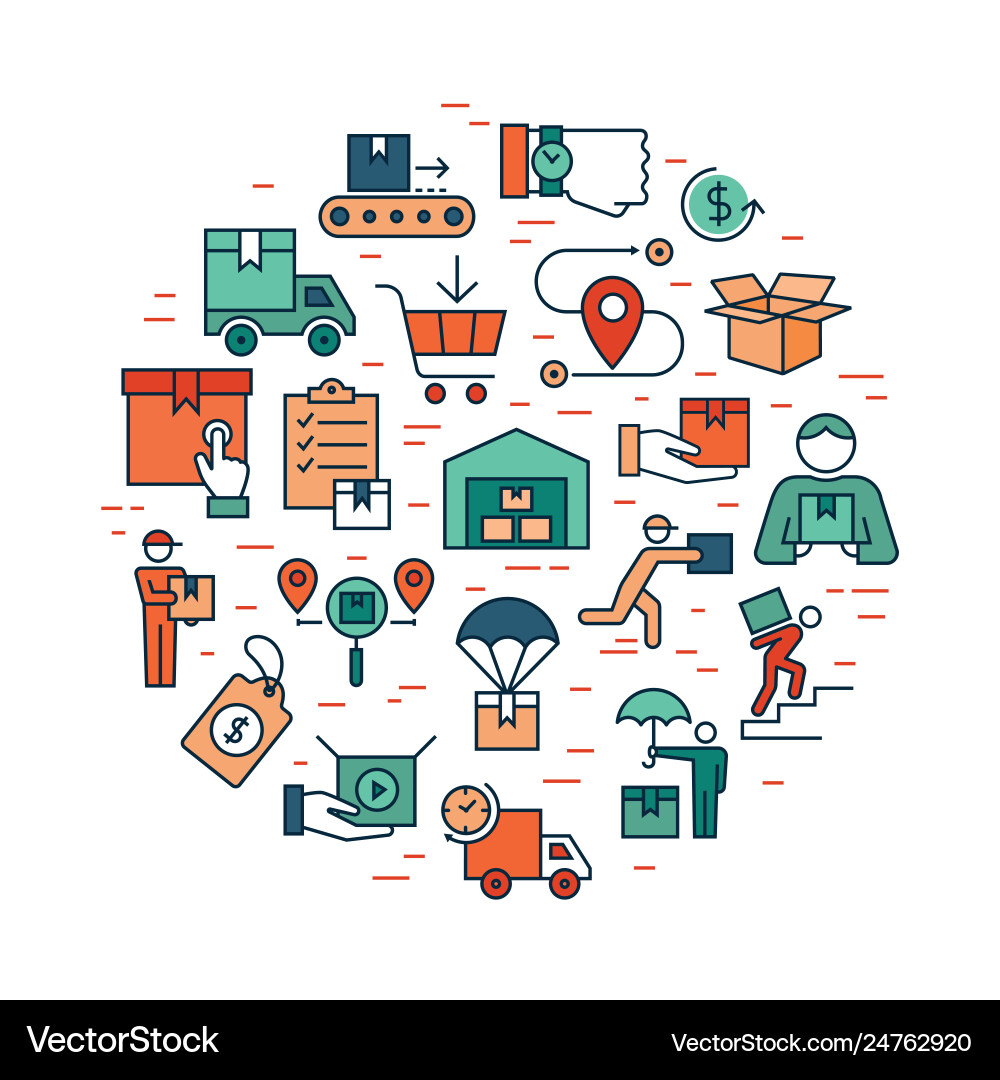 Circular colorful template delivery logistic set Circular colorful template delivery logistic set vector image