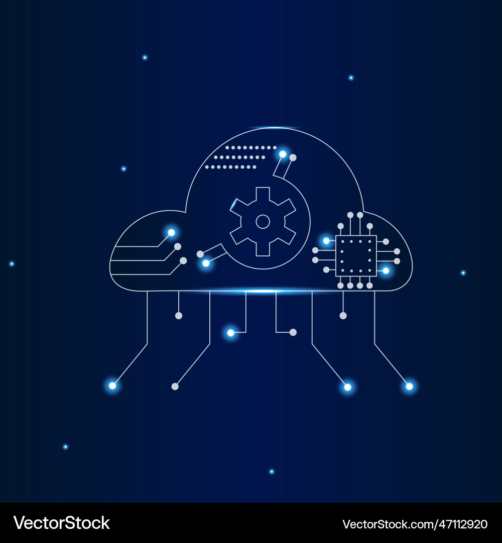 Cloud computing technology global network Cloud computing technology global network vector image