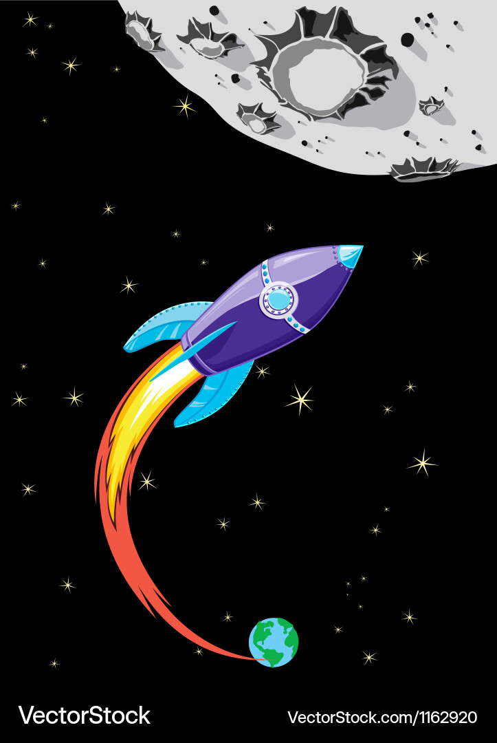 Comic Book Rocket to the Moon vector image