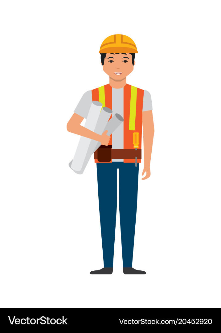 Construction worker cartoon icon Royalty Free Vector Image