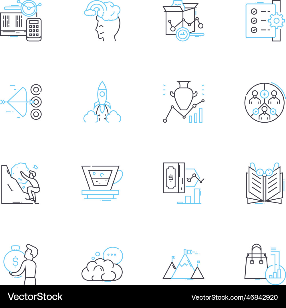Data and images linear icons set visualization Data and images linear icons set visualization vector image