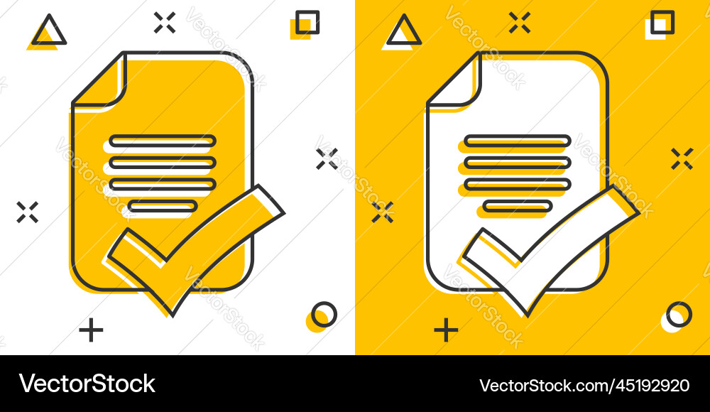 Document checklist icon in comic style report Document checklist icon in comic style report Vector Image