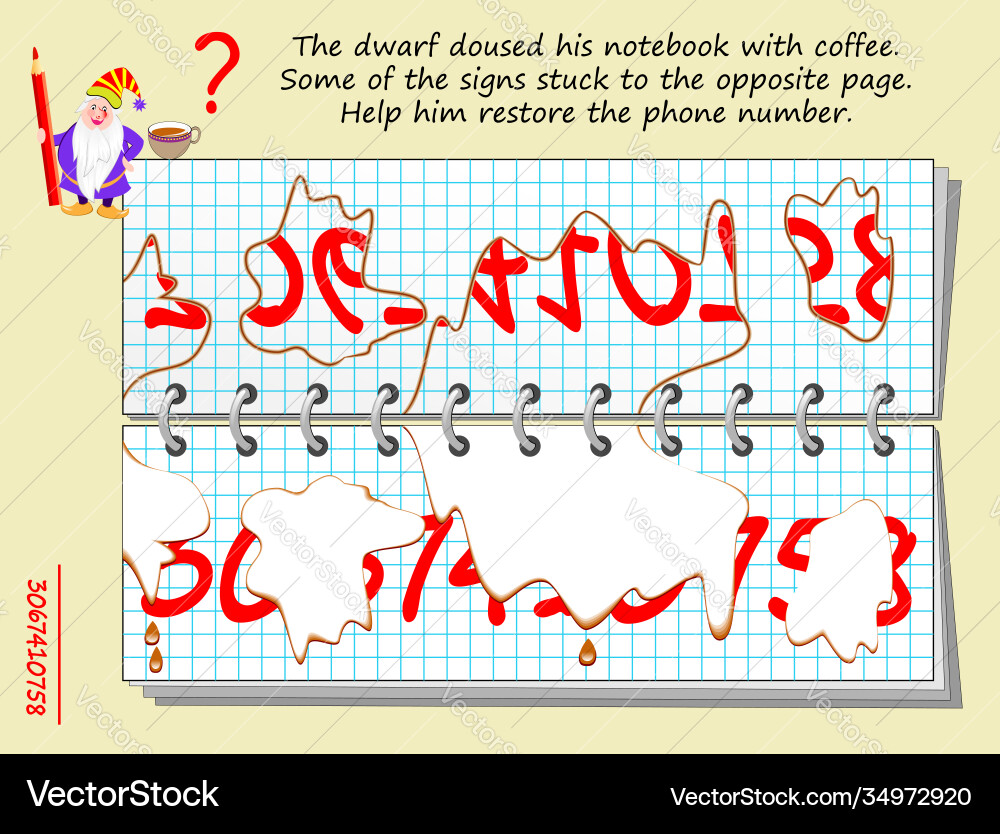 Dwarf Coffee Puzzle - Logic Game vector image
