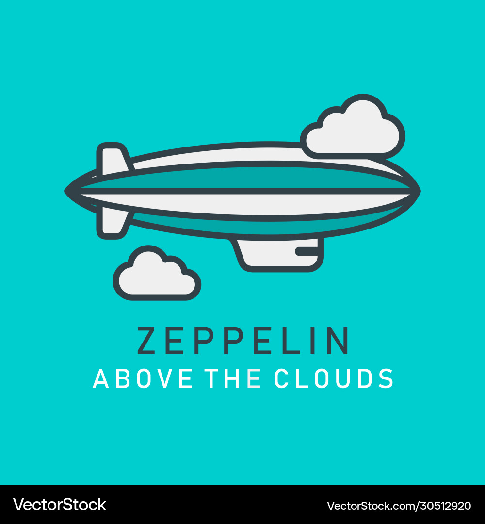 Flat image zeppelin in lineart style vector image