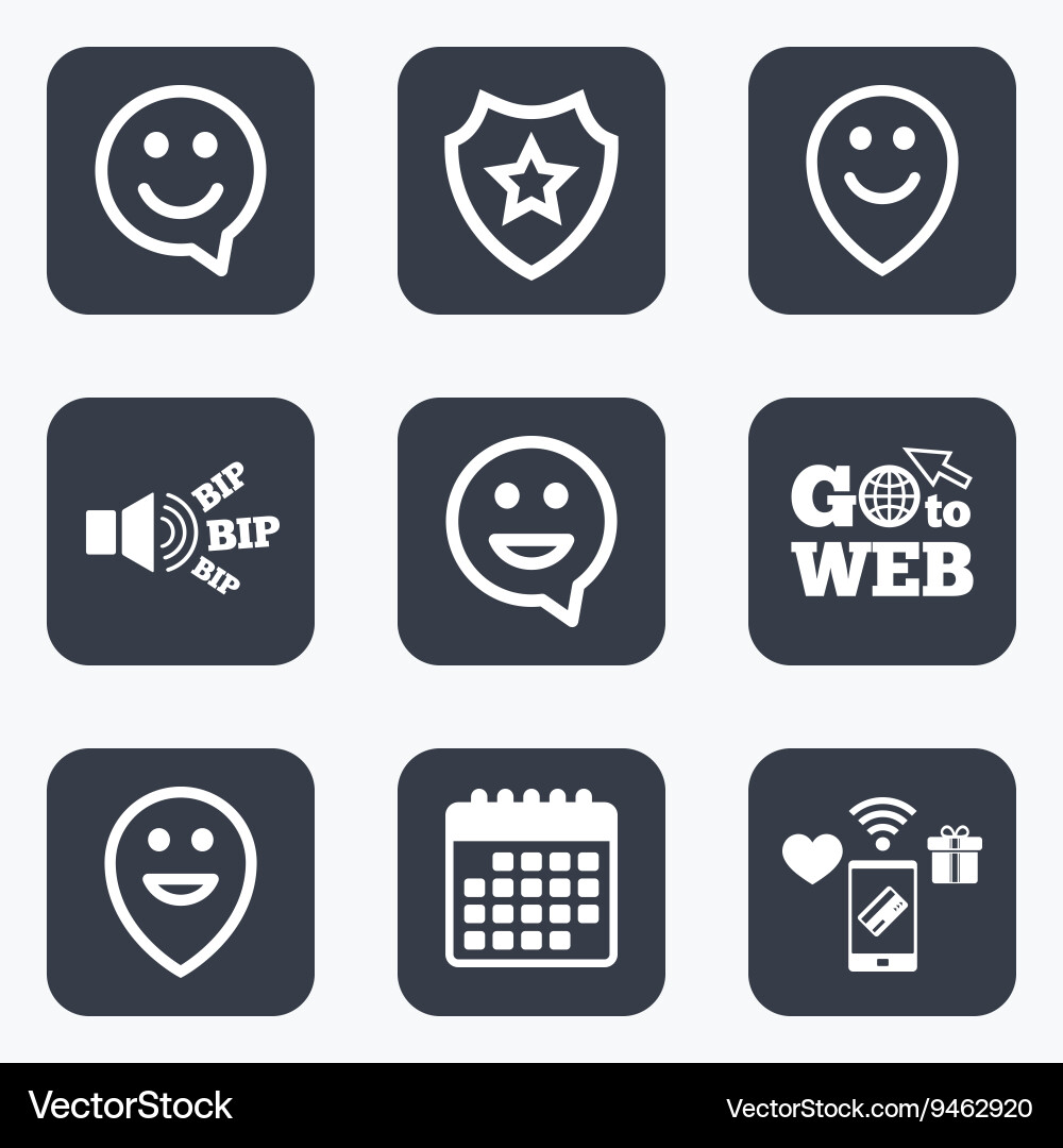 Happy face speech bubble icons pointer symbol vector image