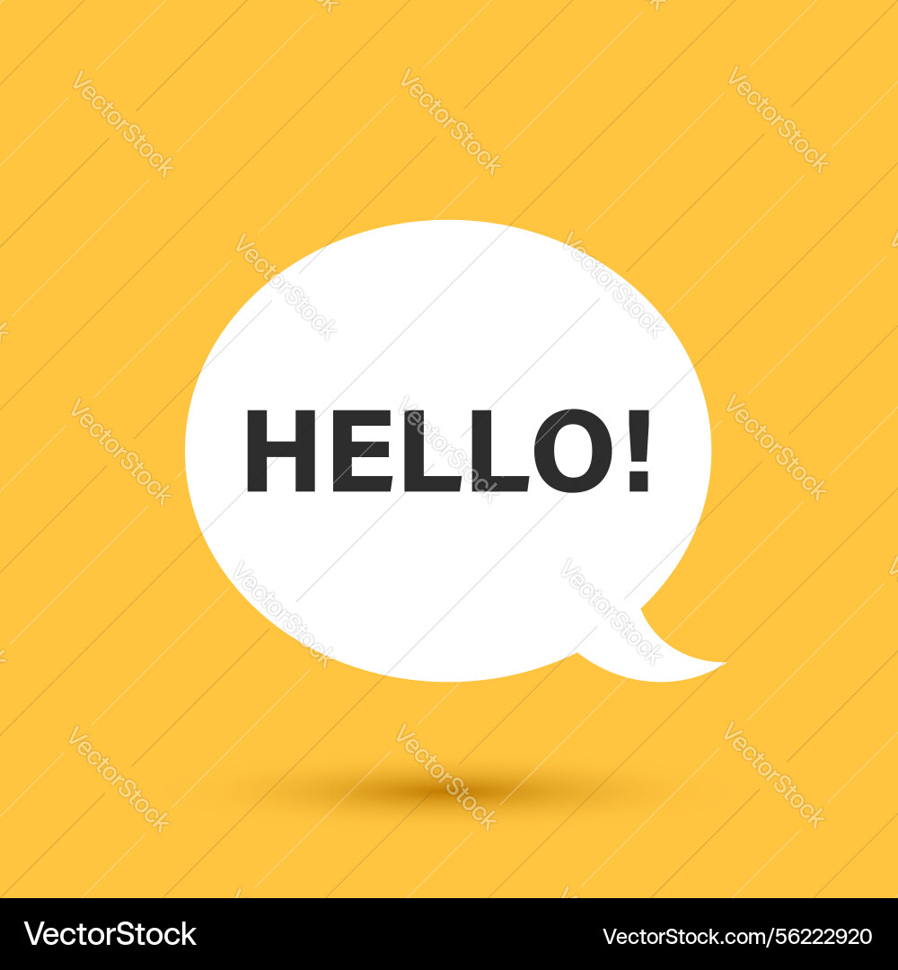 Hello speech bubble icon in flat style hi message Vector Image