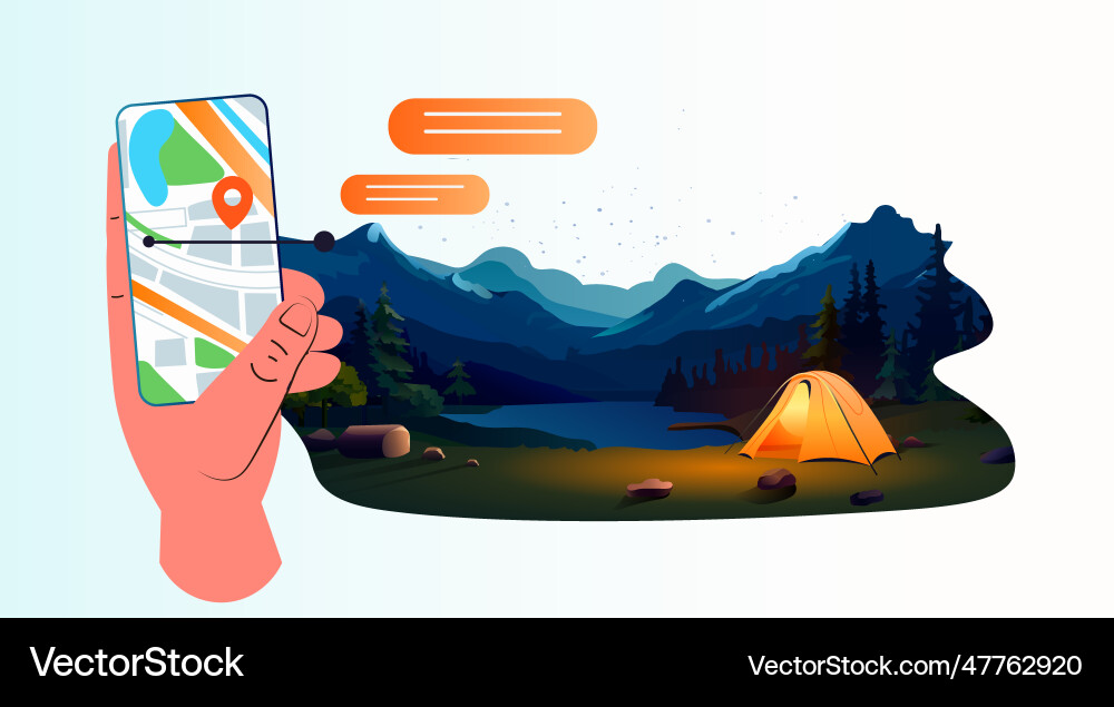 Human hand using navigation map on smartphone Vector Image
