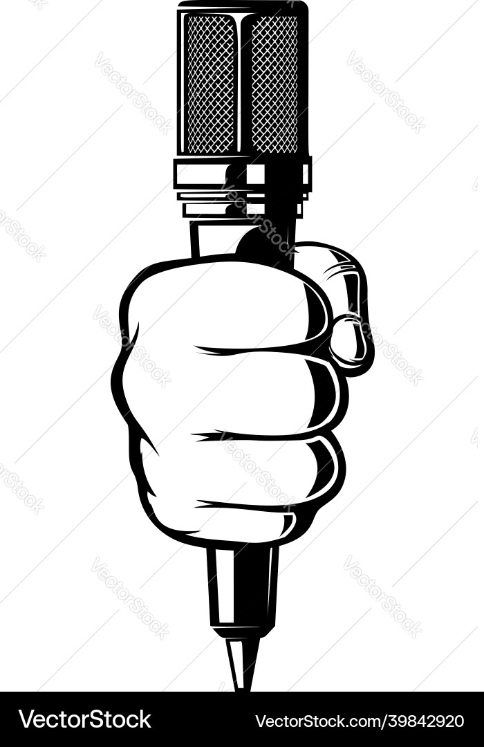 Human hand with microphone design element Human hand with microphone design element vector image