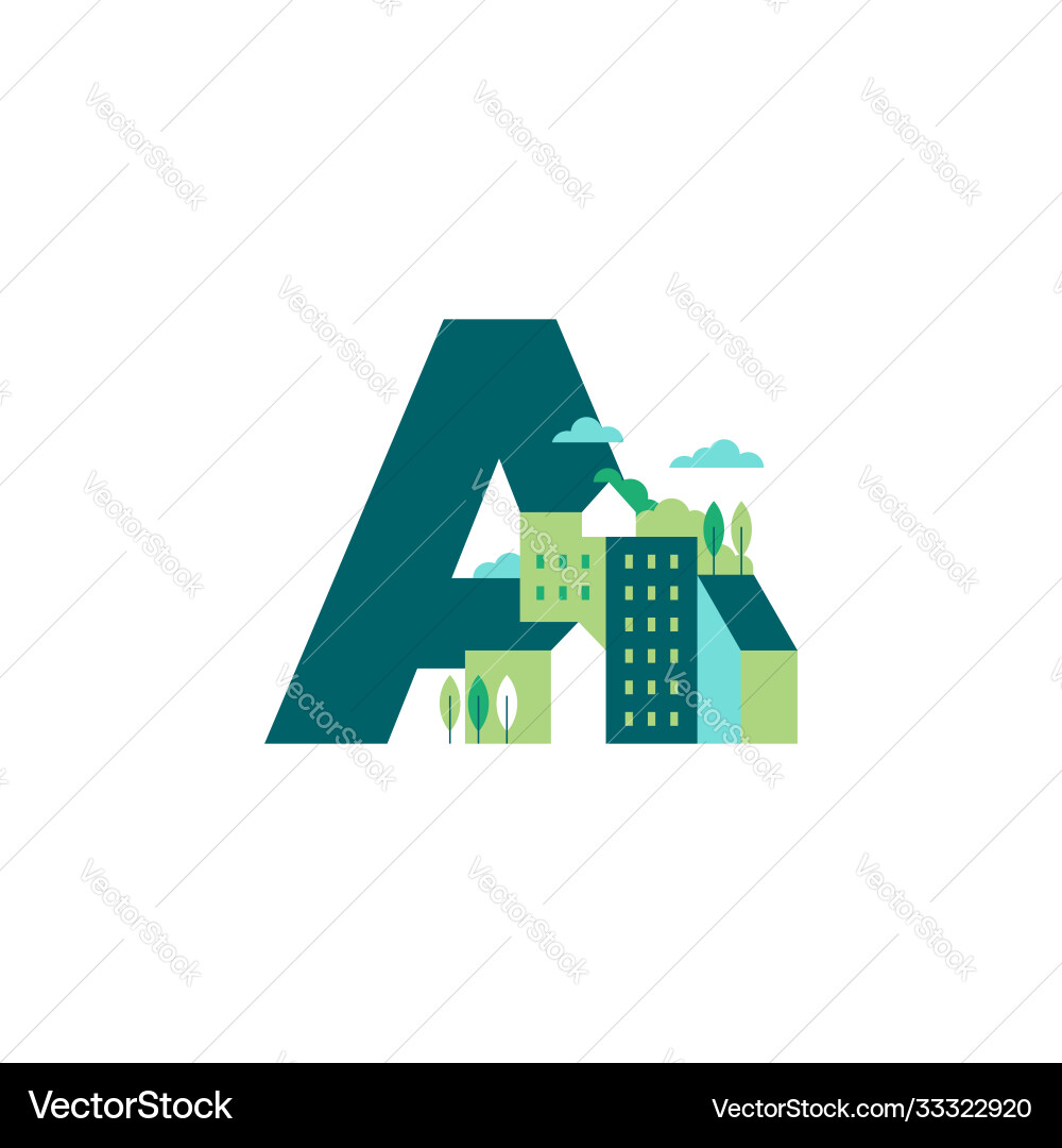 Modern initial a building Vector Image