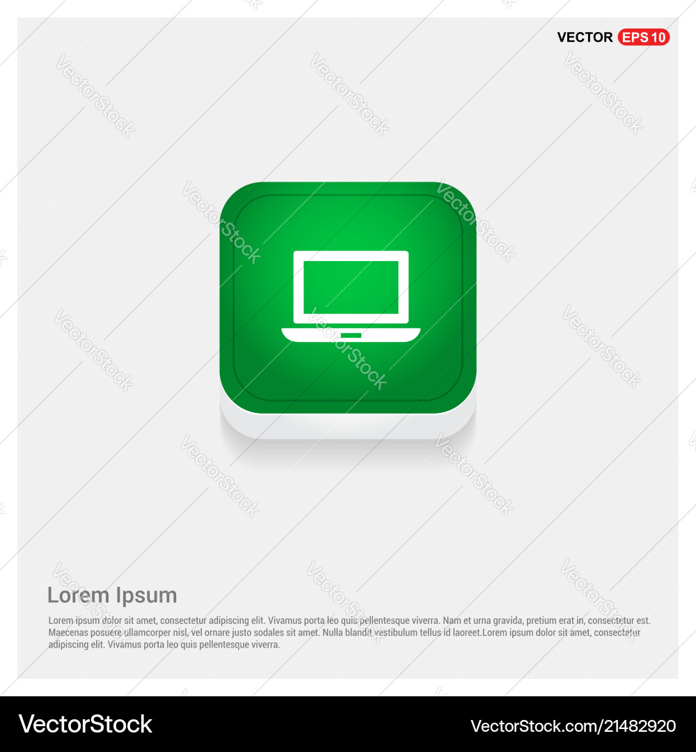 Monitor icon green web button Vector Image