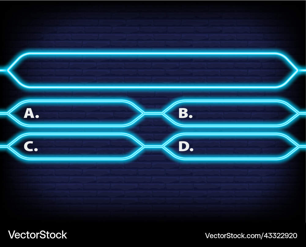 Neon quiz game template four options answers Neon quiz game template four options answers vector image