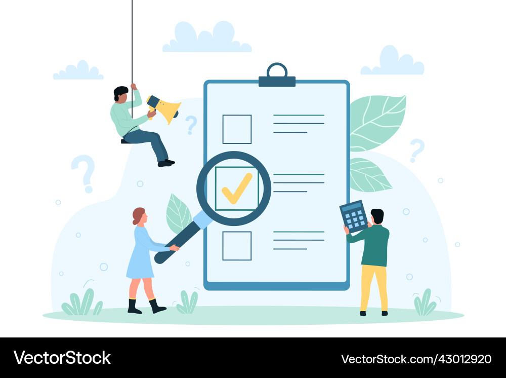 Online survey test form with checklist and result Online survey test form with checklist and result vector image