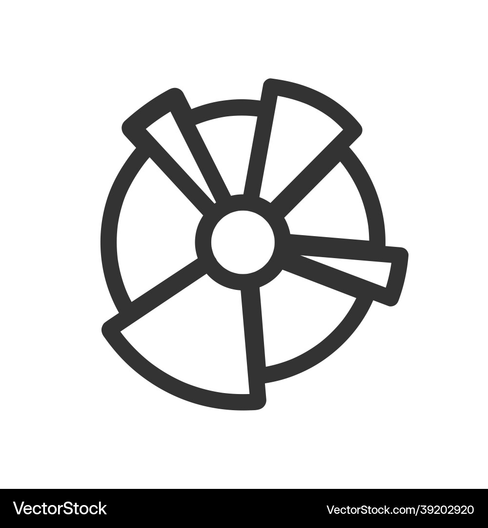 Pie chart line icon isolated simple Vector Image