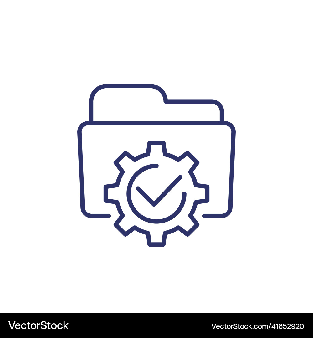 Project management line icon with folder Vector Image
