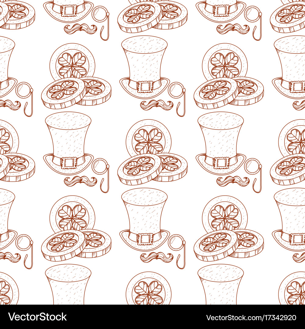 Seamless pattern coins with the image of clover vector image