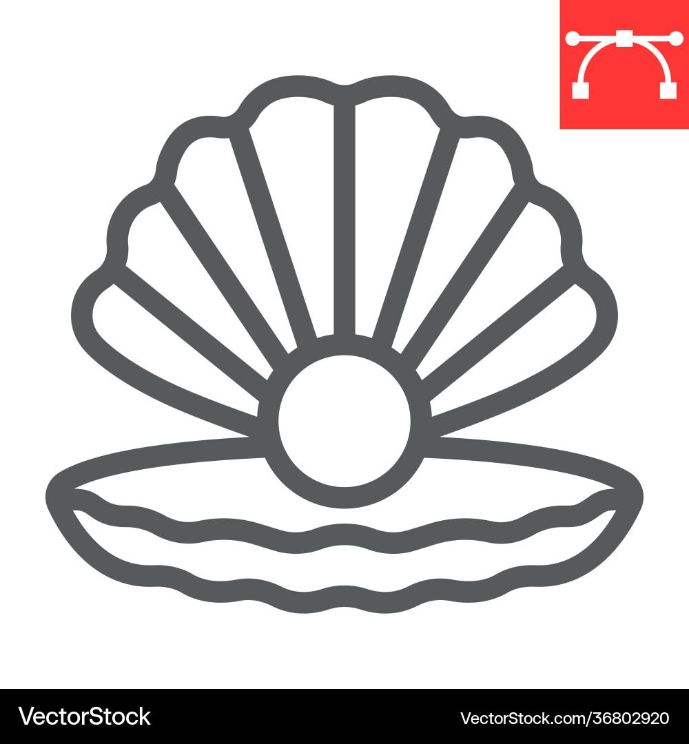 Seashell with pearl line icon shell and ocean Seashell with pearl line icon shell and ocean Vector Image