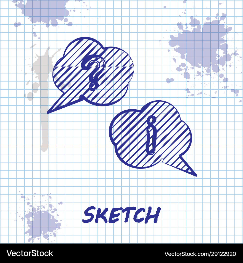 Sketch line speech bubbles with question Sketch line speech bubbles with question vector image