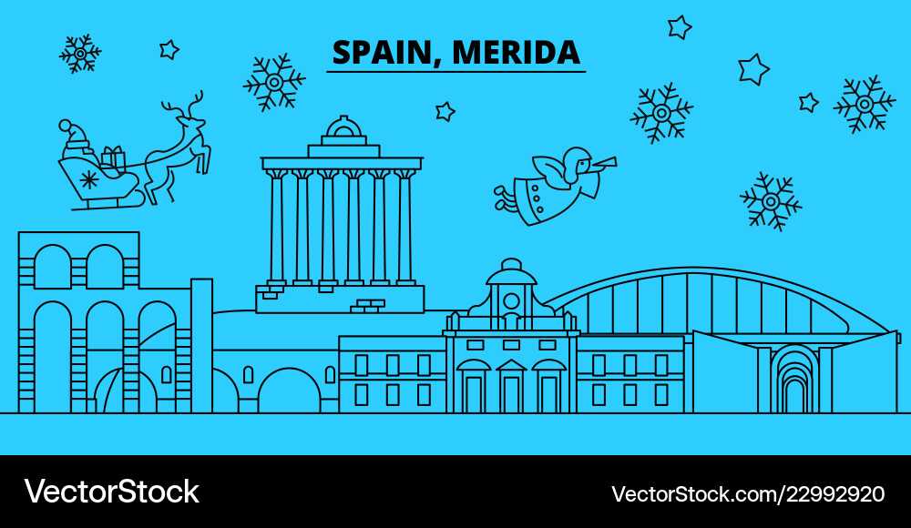 Spanien merida Winterferien skyline merry Spanien merida Winterferien skyline merry vektorbild