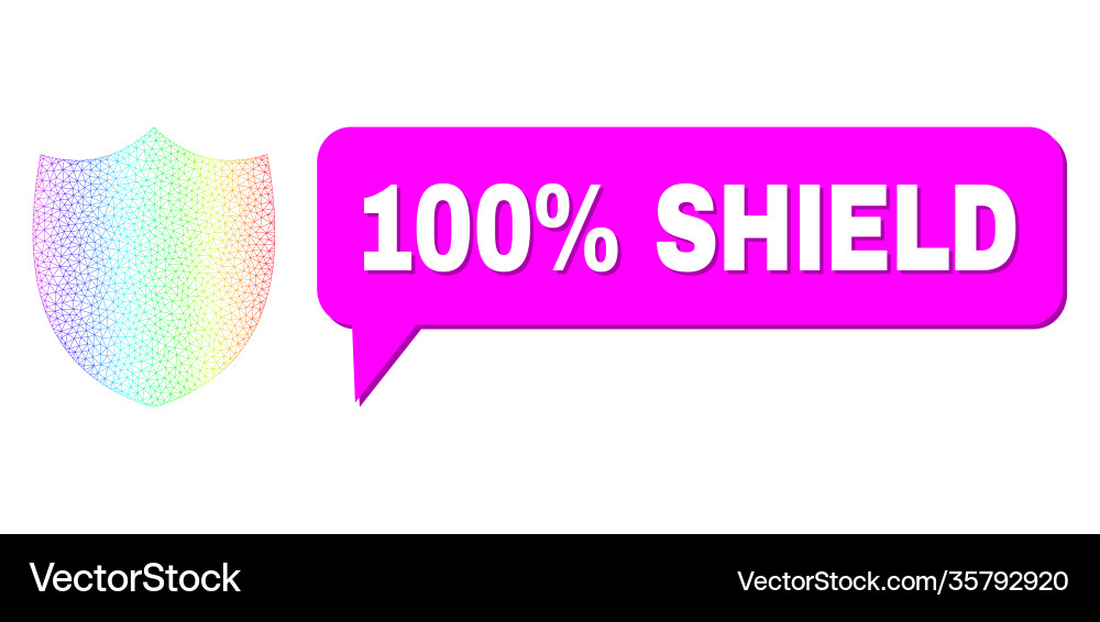Spectral net gradient shield icon and 100 percent Spectral net gradient shield icon and 100 percent vector image