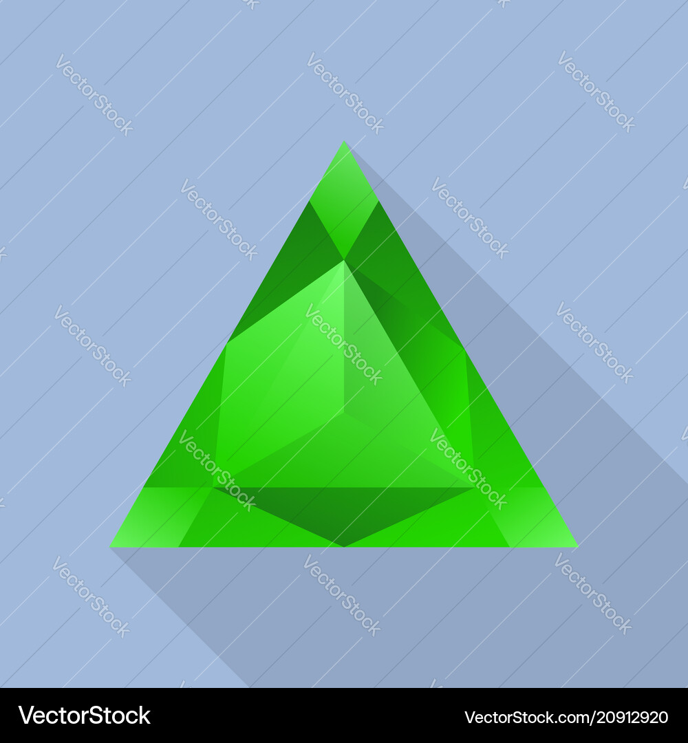 Triangular emerald icon flat style vector image