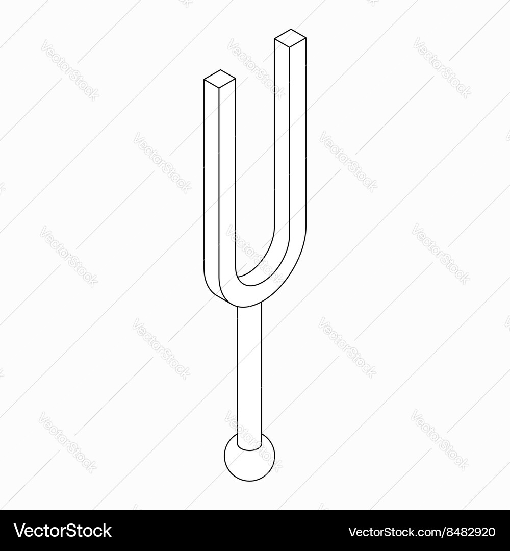 Tuning Fork Icon - Isometric 3D vector image