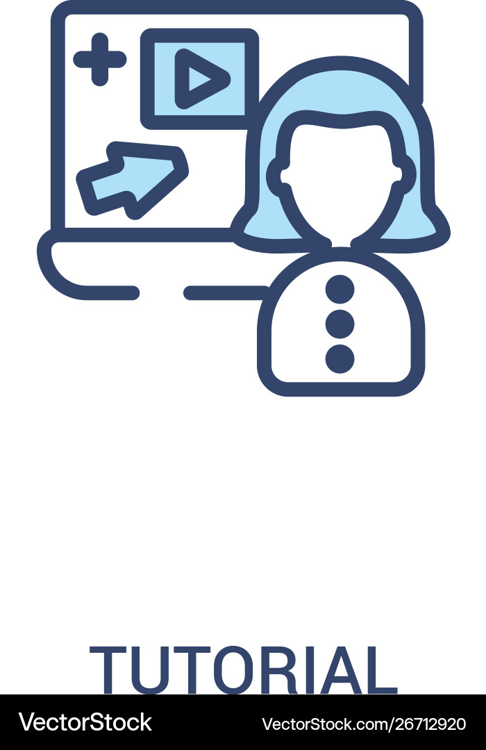 Tutorial concept 2 colored icon simple line Tutorial concept 2 colored icon simple line vector image