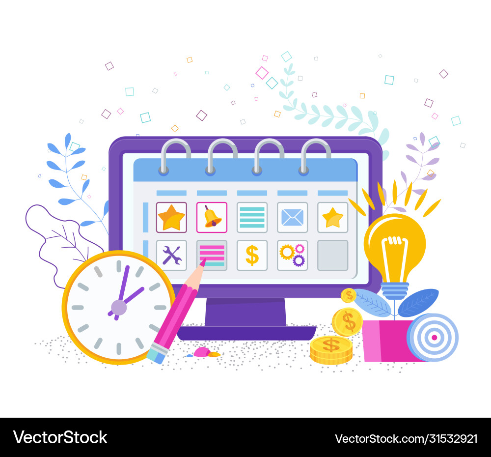 Agendatime management development task Vector Image