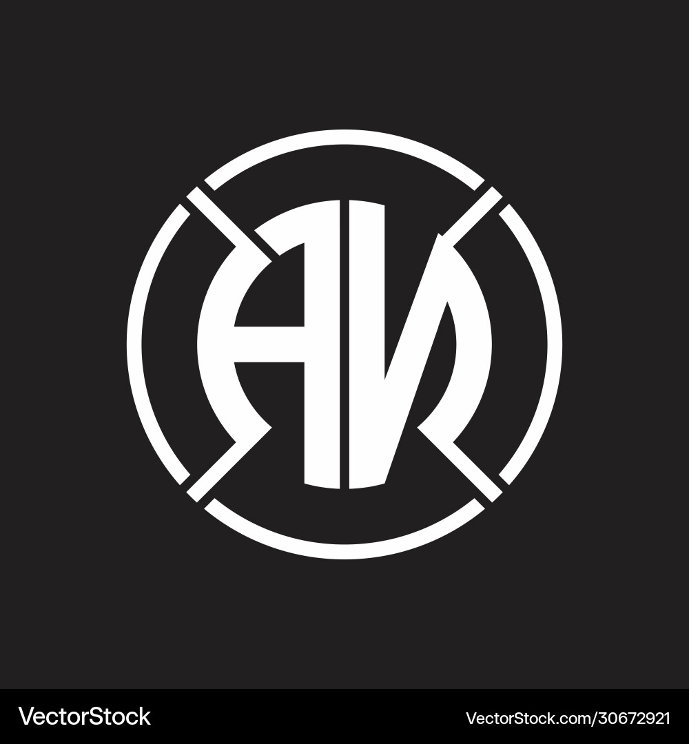 An logo monogram with four part circle slash An logo monogram with four part circle slash vector image