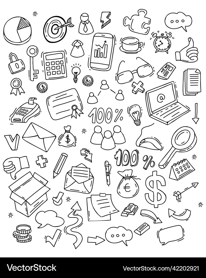 Big set of business icons isolated linear Big set of business icons isolated linear Vector Image