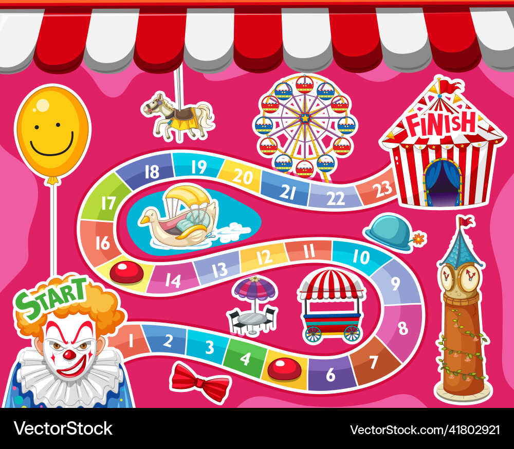 Counting numbers game template with circus theme Vector Image