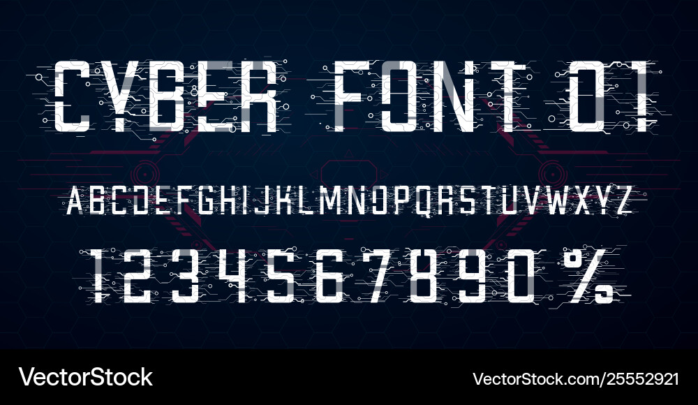 Digital font design letters numbers Digital font design letters numbers vector image