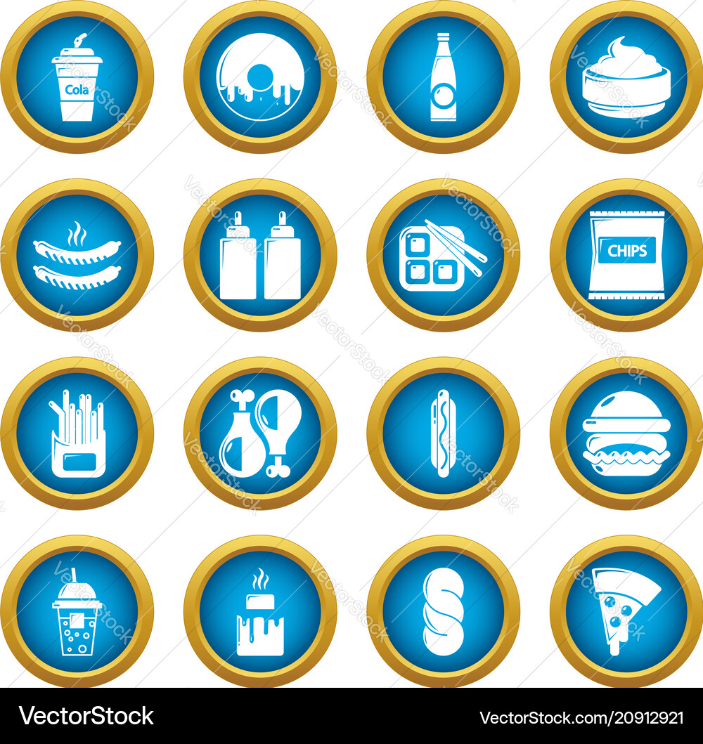 Fast food icons set simple style Vector Image