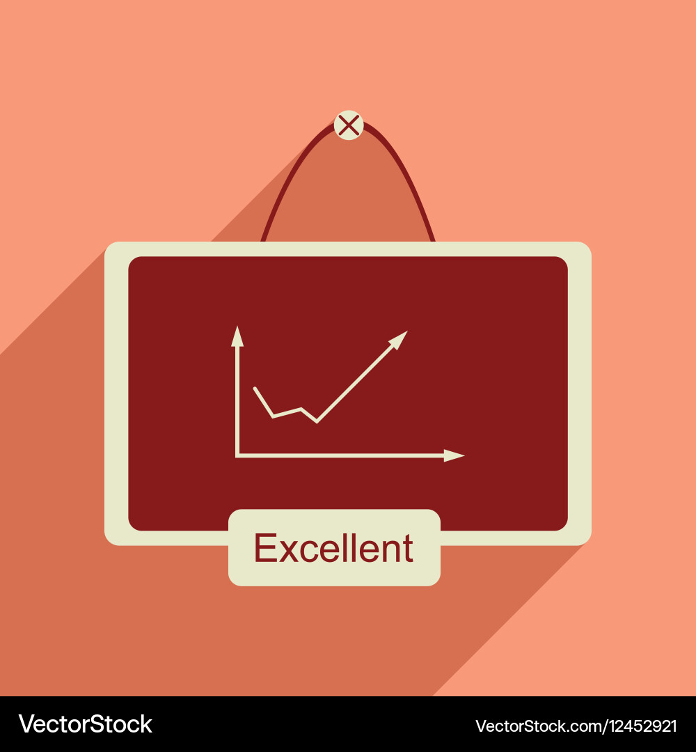 Flat web icon with long shadow graph board vector image