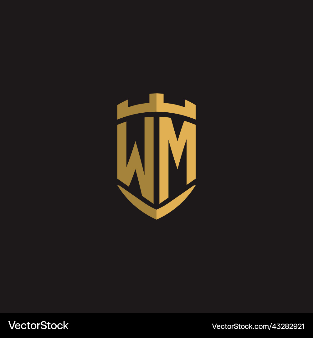 Initialen wm Logo Monogramm mit Schild-Stil Design Initialen wm Logo Monogramm mit Schild-Stil Design vektorbild