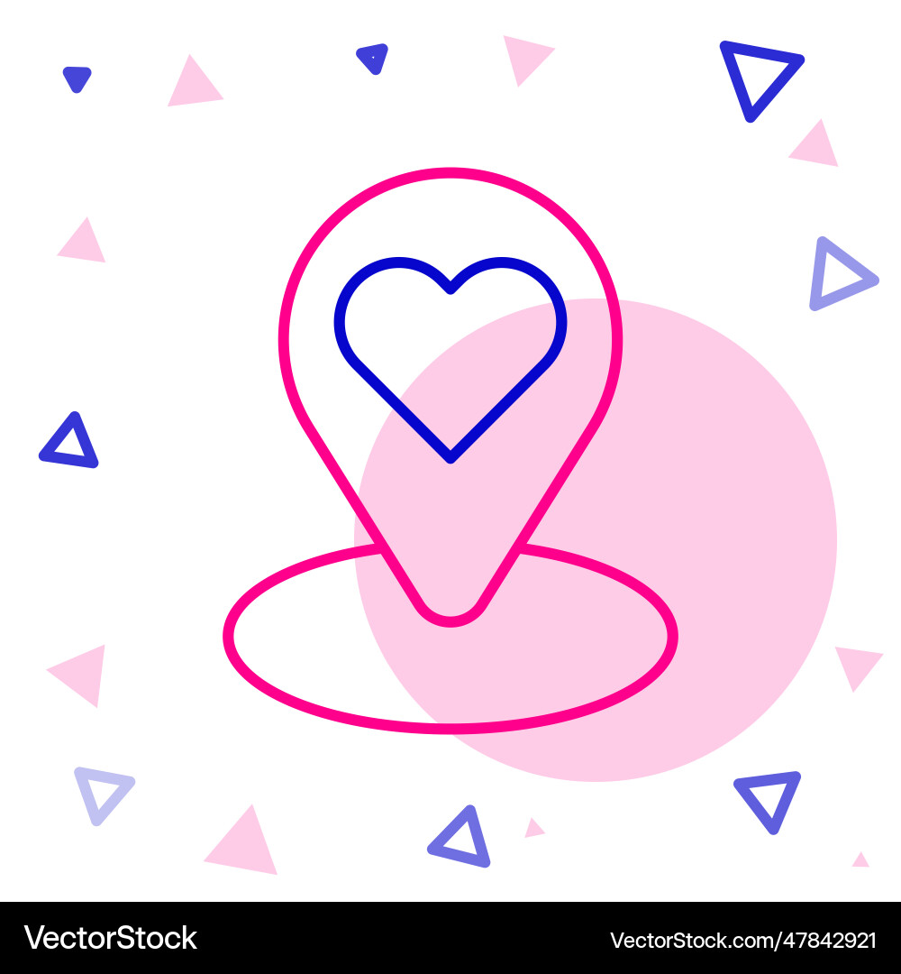 Line map pointer with heart icon isolated on white Line map pointer with heart icon isolated on white vector image