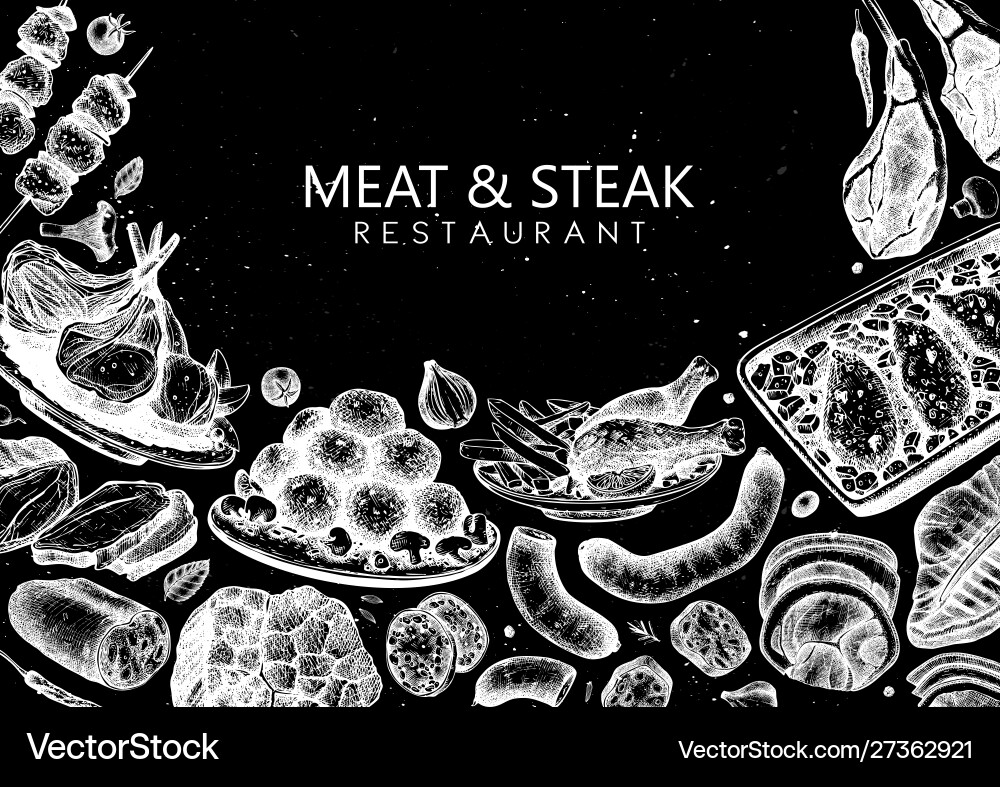 Meat and steak design hand drawn food mea Meat and steak design hand drawn food mea vector image