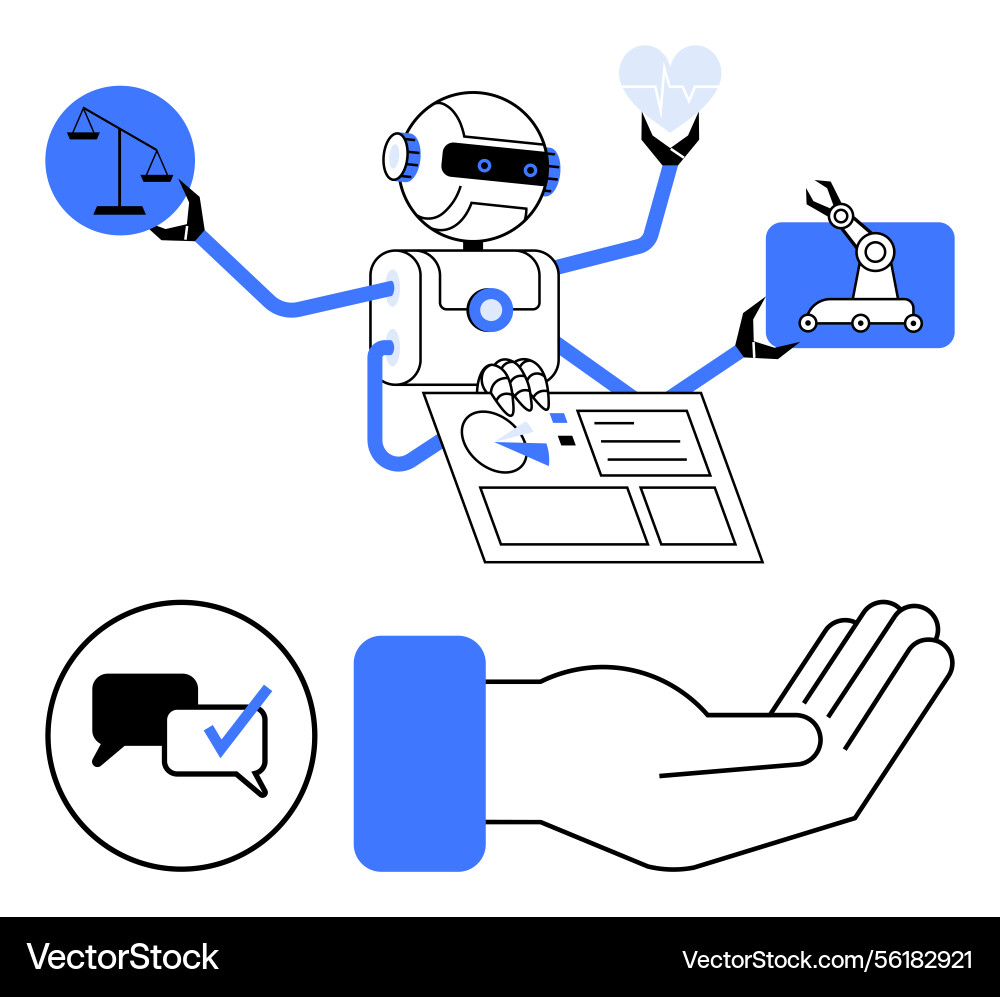 Multifunctional robot balancing tasks Multifunctional robot balancing tasks vector image